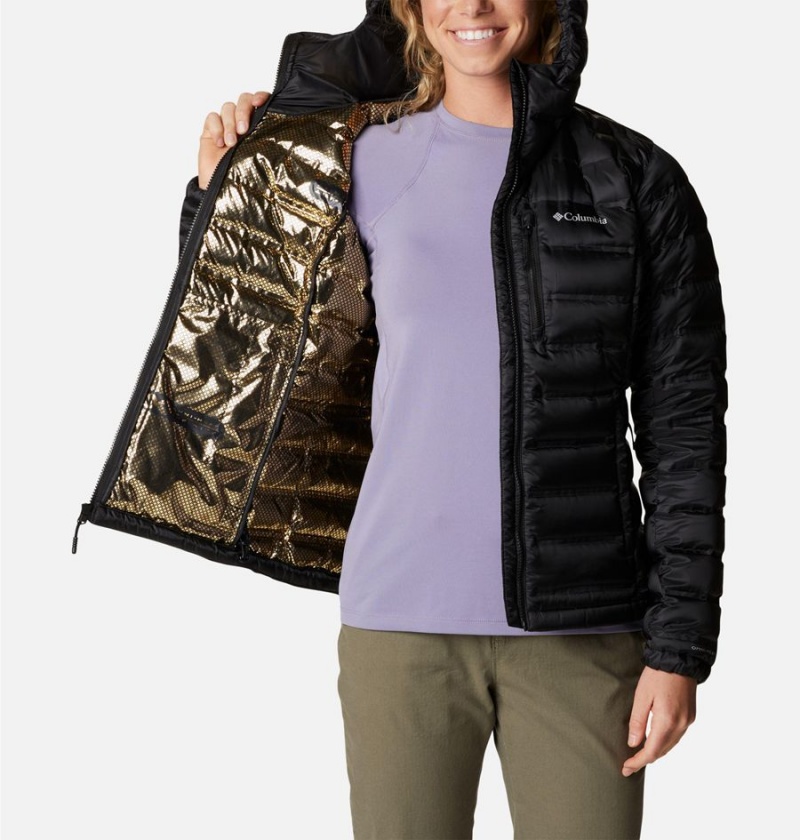 Black Women's Columbia Pebble Peak Hooded Puffer Jacket | UNIAR-1640