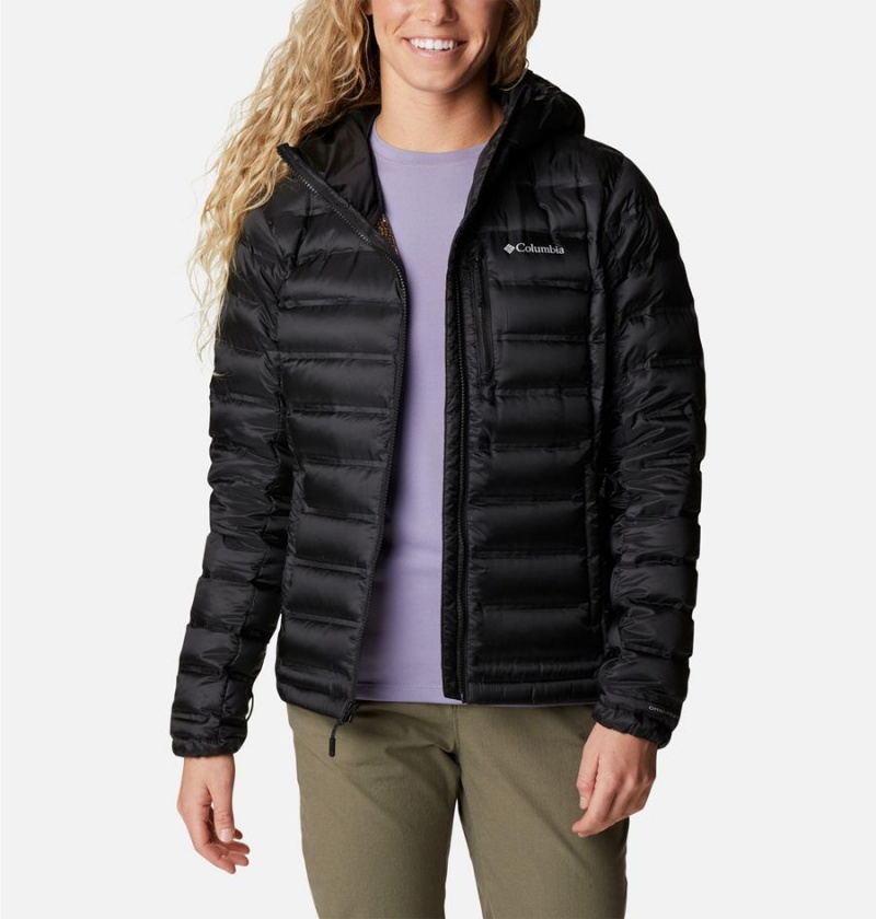 Black Women's Columbia Pebble Peak Hooded Puffer Jacket | UNIAR-1640