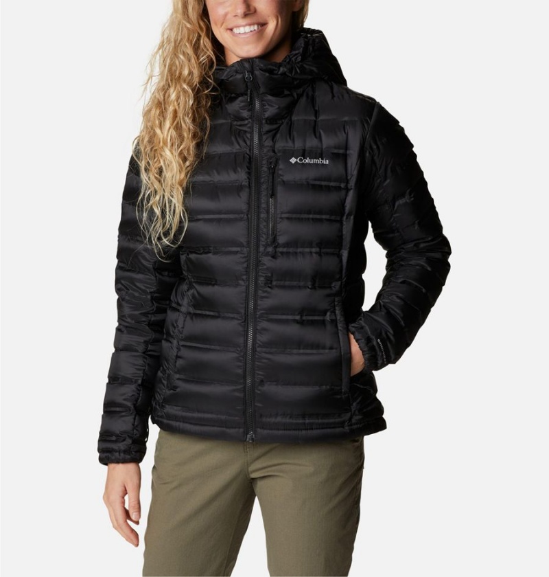 Black Women\'s Columbia Pebble Peak Hooded Puffer Jacket | UNIAR-1640