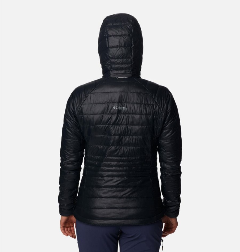 Black Women's Columbia Platinum Peak Hooded Puffer Jacket | NPDEF-1596