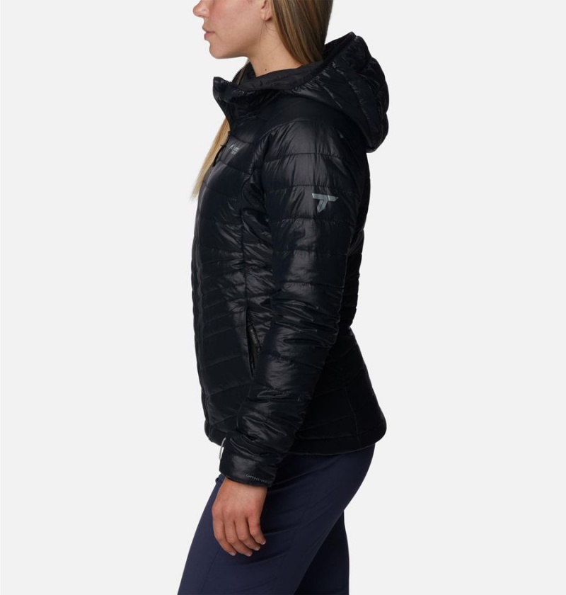 Black Women's Columbia Platinum Peak Hooded Puffer Jacket | NPDEF-1596