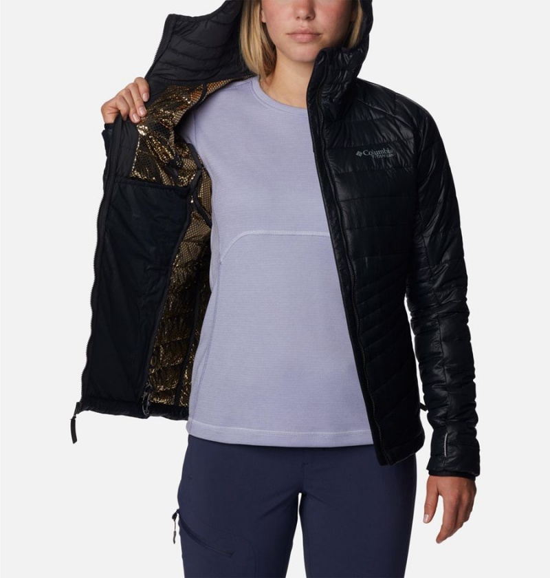 Black Women's Columbia Platinum Peak Hooded Puffer Jacket | NPDEF-1596