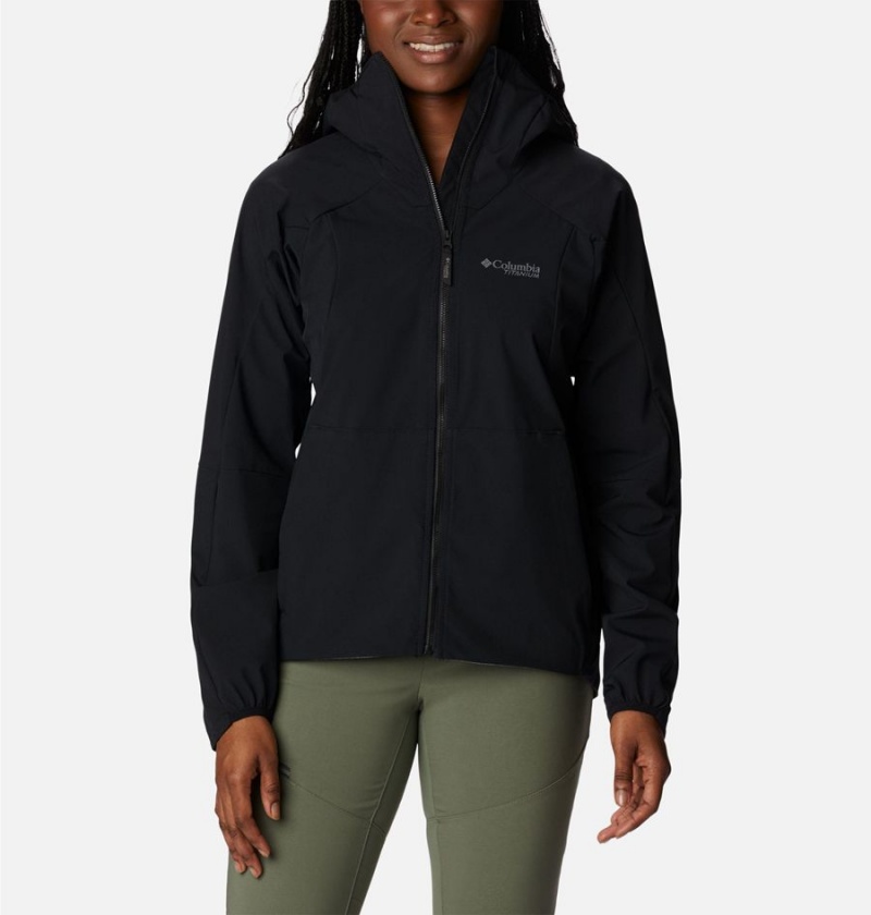 Black Women\'s Columbia Platinum Peak Softshell Jackets | GYWPM-8320