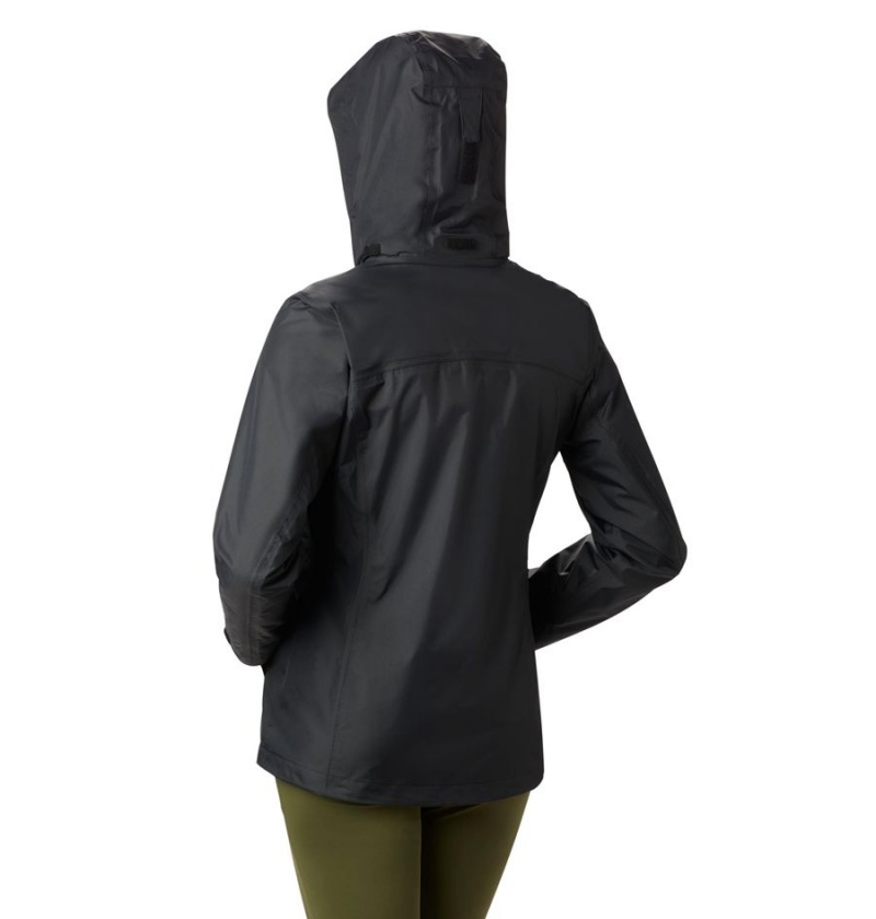 Black Women's Columbia Pouration Rain Jacket | NIQMF-2809