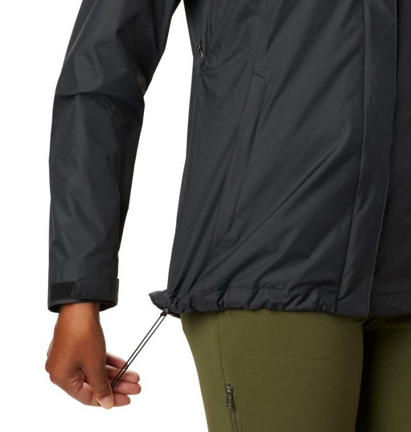 Black Women's Columbia Pouration Rain Jacket | NIQMF-2809