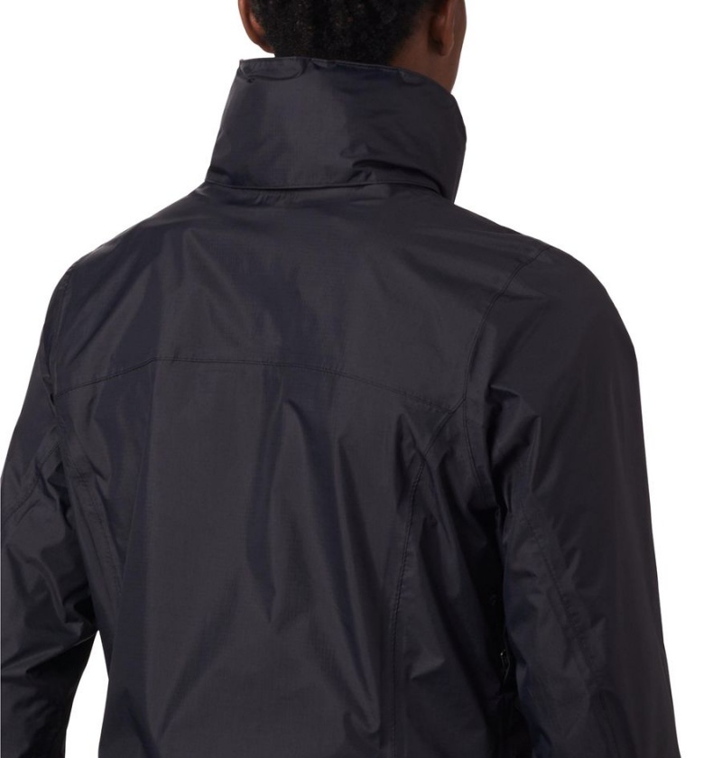 Black Women's Columbia Pouration Rain Jacket | NIQMF-2809