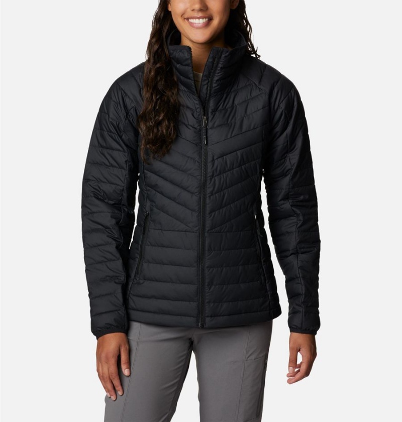 Black Women\'s Columbia Powder Lite II Full Zip Puffer Jacket | DFEWU-5372