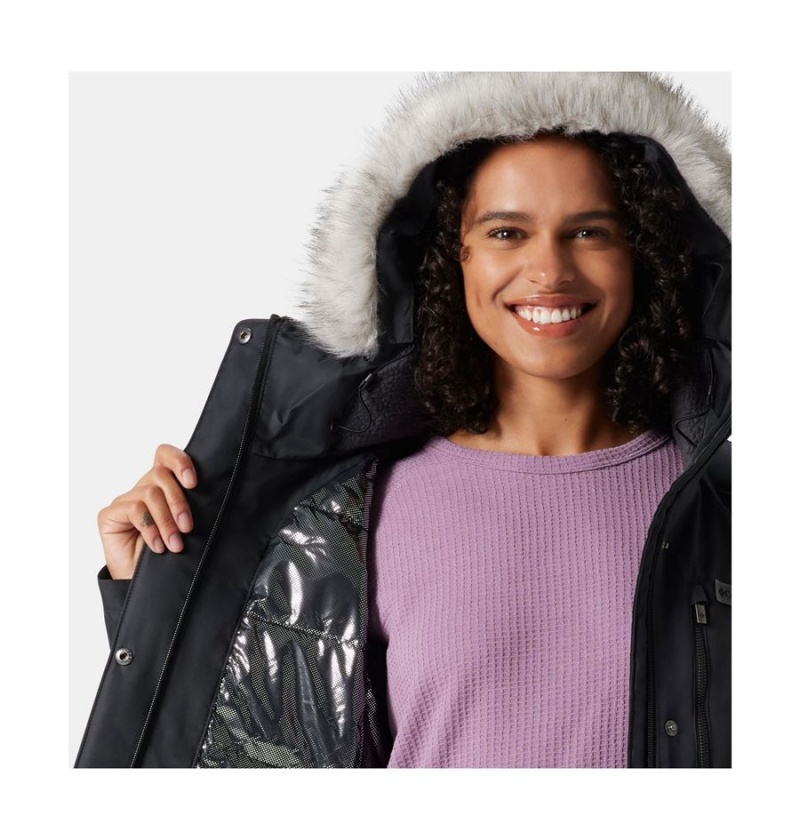 Black Women's Columbia Suttle Mountain Long Insulated Coats | ZXBYL-7258