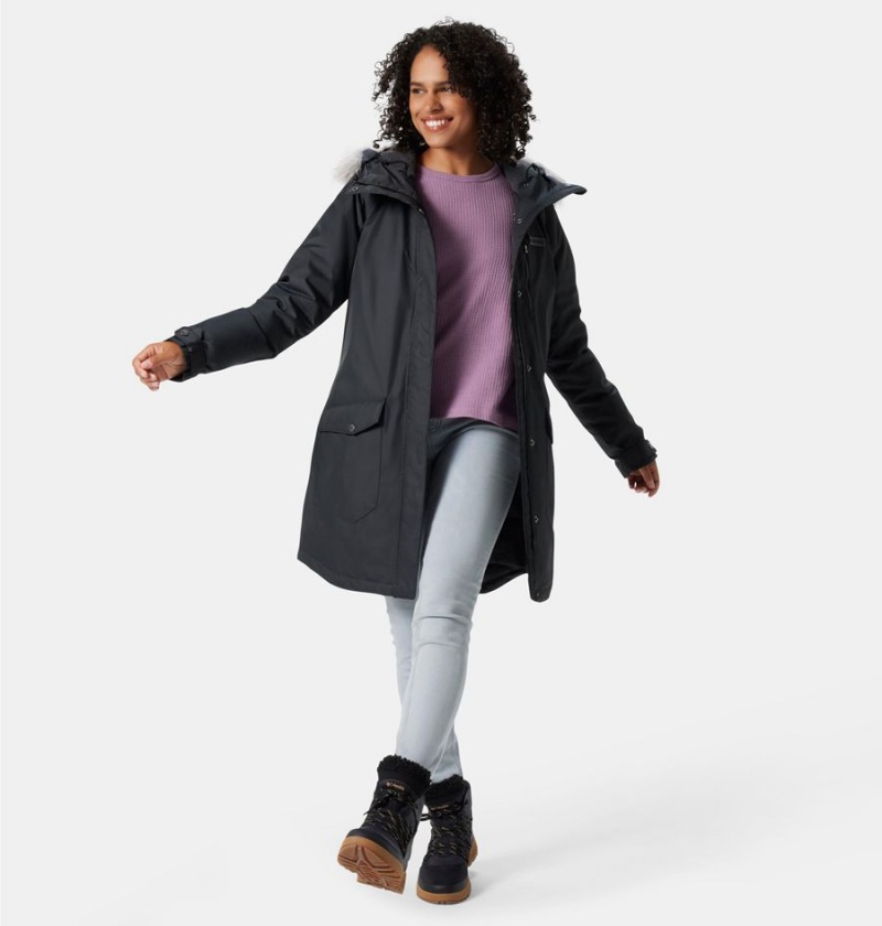 Black Women's Columbia Suttle Mountain Long Insulated Coats | ZXBYL-7258