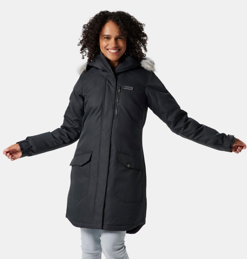 Black Women\'s Columbia Suttle Mountain Long Insulated Coats | ZXBYL-7258