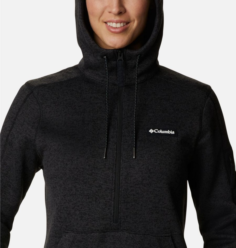 Black Women's Columbia Sweater Weather Fleece Pullover Hoodie | ENFMR-2418