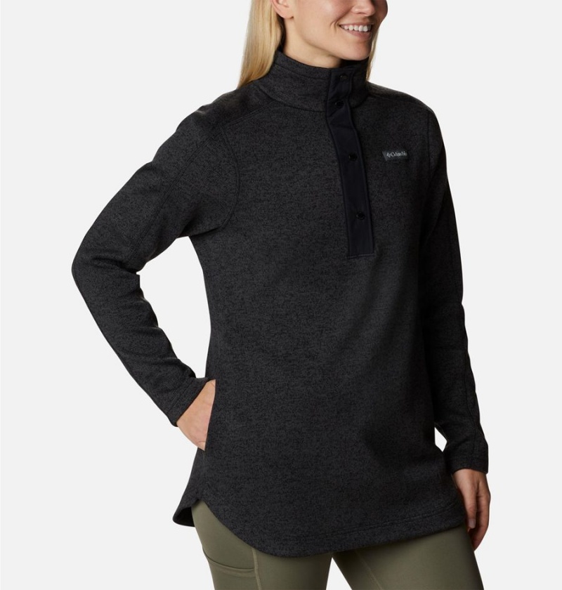 Black Women's Columbia Sweater Weather Fleece Tunic Pullover | SQWVF-9073