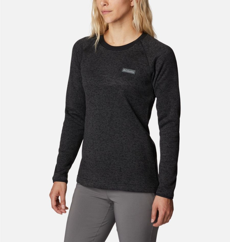 Black Women's Columbia Sweater Weather Fleece Crew Pullover | BVEJK-8910