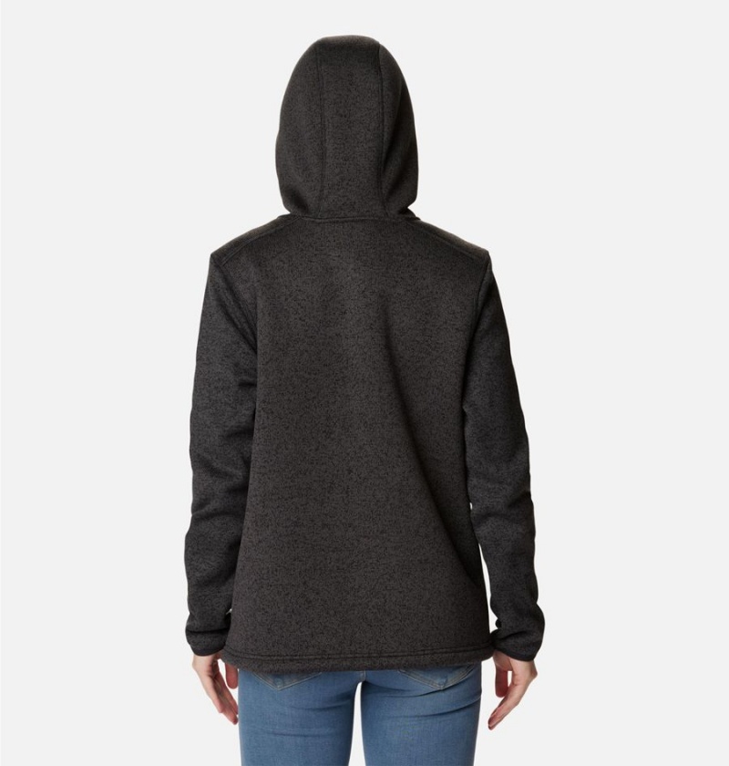 Black Women's Columbia Sweater Weather Sherpa Full Zip Hooded Fleece Jacket | BHTSO-9361