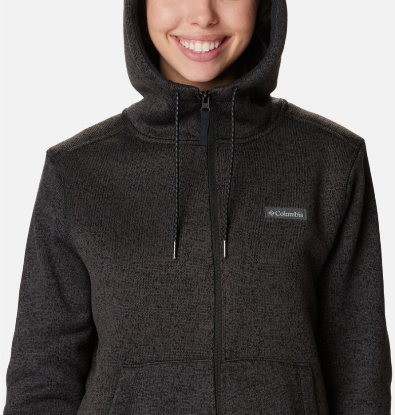 Black Women's Columbia Sweater Weather Sherpa Full Zip Hooded Fleece Jacket | BHTSO-9361