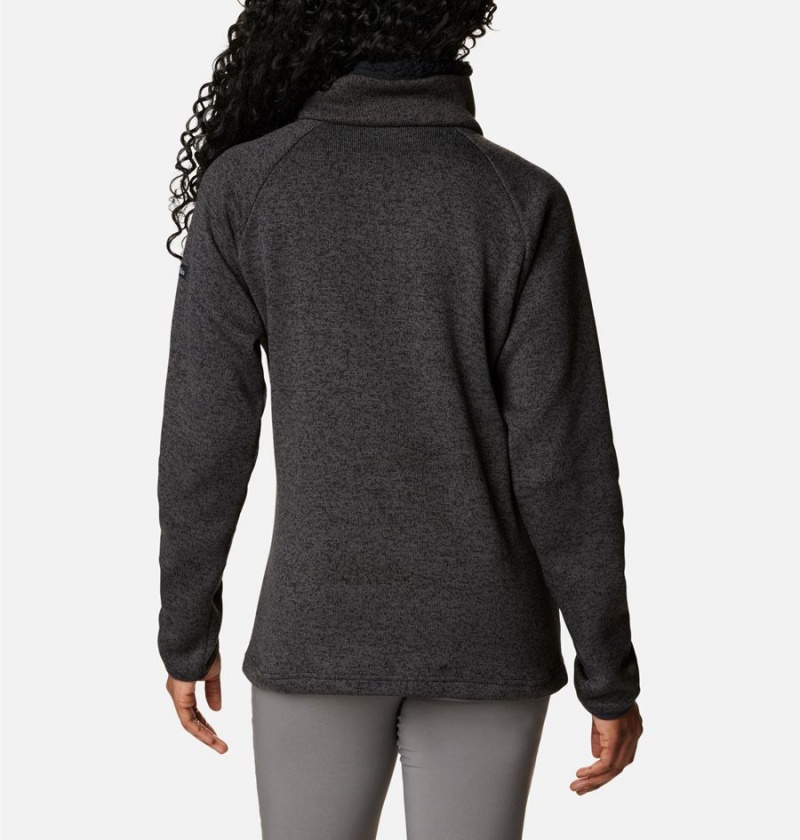 Black Women's Columbia Sweater Weather Sherpa Hybrid Pullover | AFLNZ-0276