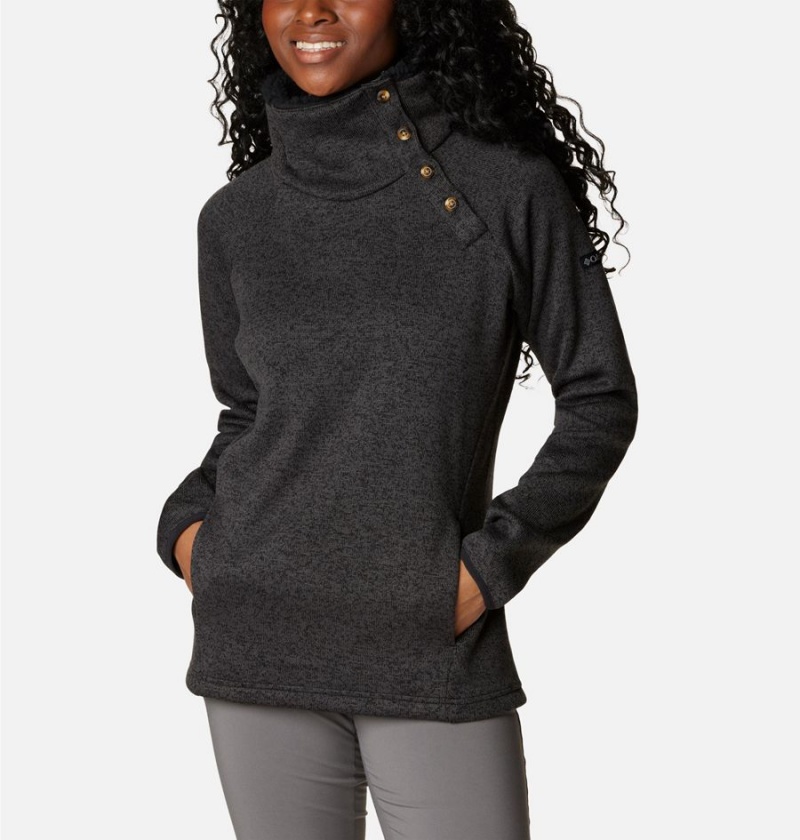 Black Women's Columbia Sweater Weather Sherpa Hybrid Pullover | AFLNZ-0276