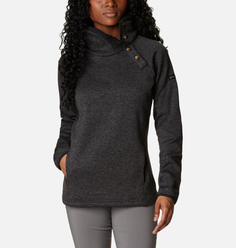 Black Women\'s Columbia Sweater Weather Sherpa Hybrid Pullover | AFLNZ-0276