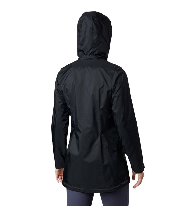 Black Women's Columbia Switchback Lined Long Rain Jacket | MITRZ-4160