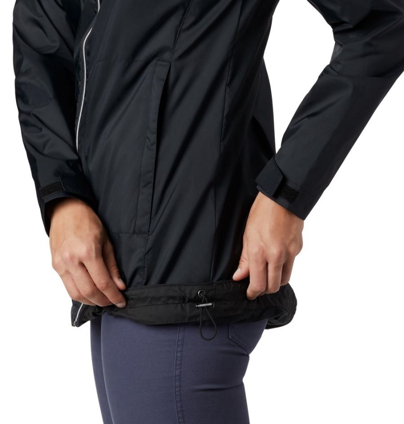 Black Women's Columbia Switchback Lined Long Rain Jacket | MITRZ-4160