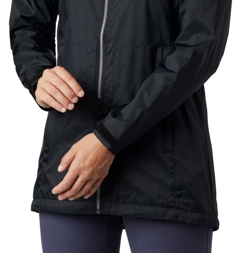 Black Women's Columbia Switchback Lined Long Rain Jacket | MITRZ-4160