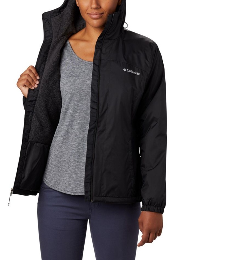 Black Women's Columbia Switchback Sherpa Lined Rain Jacket | LJITB-8012