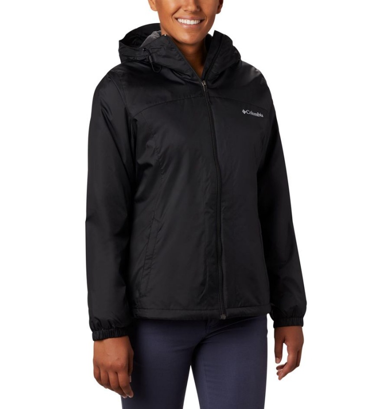 Black Women\'s Columbia Switchback Sherpa Lined Rain Jacket | LJITB-8012