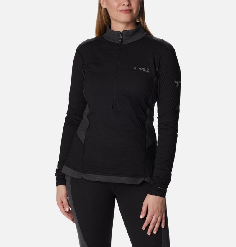 Black Women\'s Columbia Titan Pass Helix Quarter Zip Pullover | UIXGN-5938