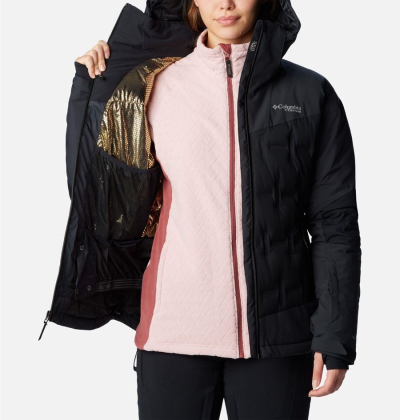 Black Women's Columbia Wildcard III Down Ski Jacket | AWZBU-6901