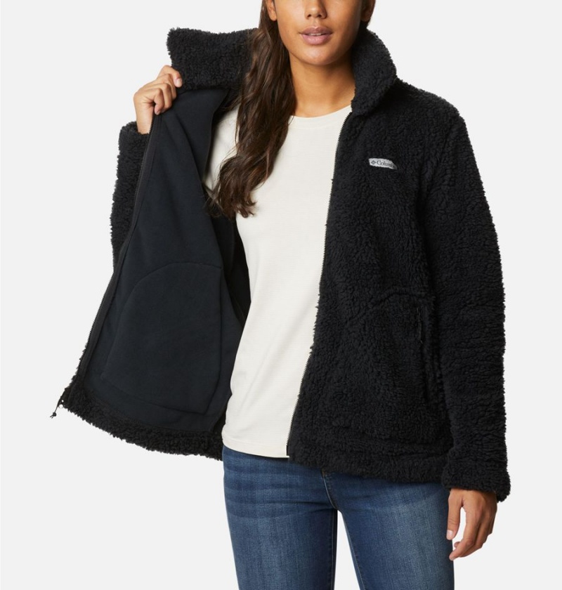 Black Women's Columbia Winter Pass Sherpa Full Zip Fleece Jacket | ASDKI-5961