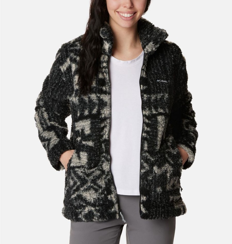 Black Women's Columbia Winter Pass Sherpa Full Zip Fleece Jacket | QRLKZ-6530