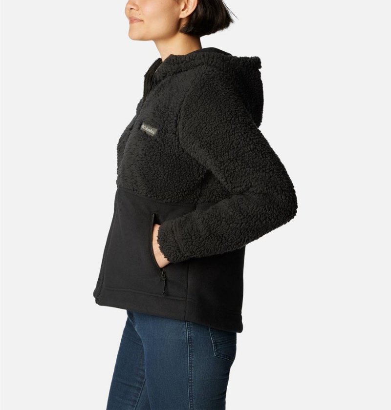 Black Women's Columbia Winter Pass Sherpa Hooded Full Zip Fleece Jacket | LMVRK-3410