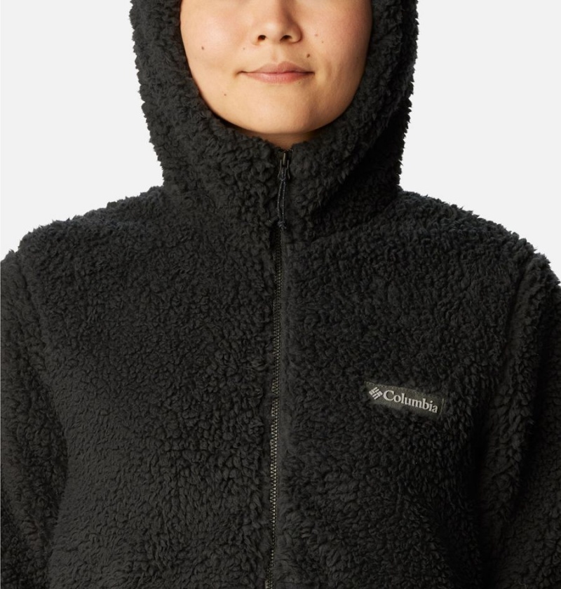 Black Women's Columbia Winter Pass Sherpa Hooded Full Zip Fleece Jacket | LMVRK-3410