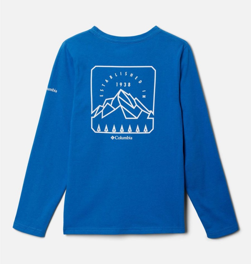 Blue Kids' Columbia Dobson Pass Long Sleeve Graphic T-Shirt | NSCVX-5748