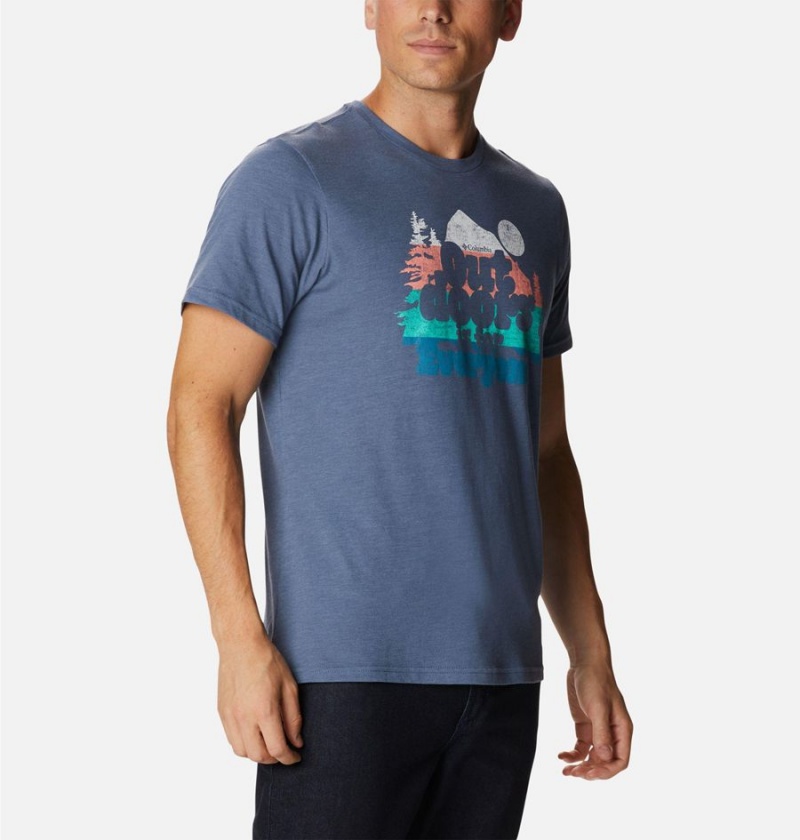 Blue Men's Columbia Alpine Way Graphic T-Shirt | XWGCL-0248