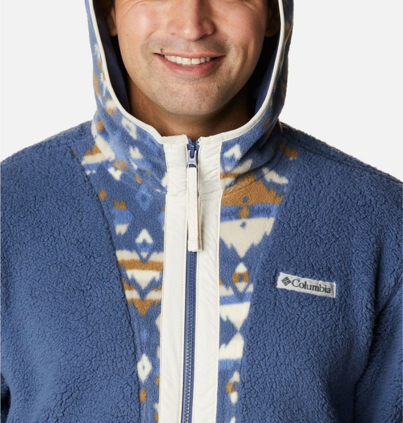 Blue Men's Columbia Back Bowl Sherpa Full Zip Hoodie Fleece Jacket | YEGPJ-6541