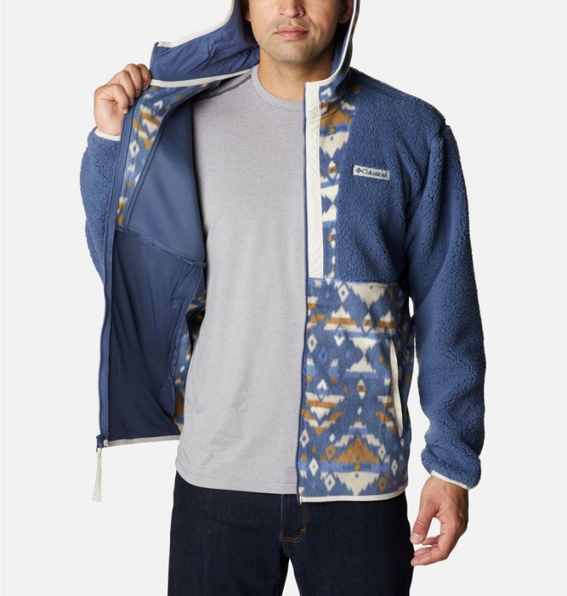 Blue Men's Columbia Back Bowl Sherpa Full Zip Hoodie Fleece Jacket | YEGPJ-6541