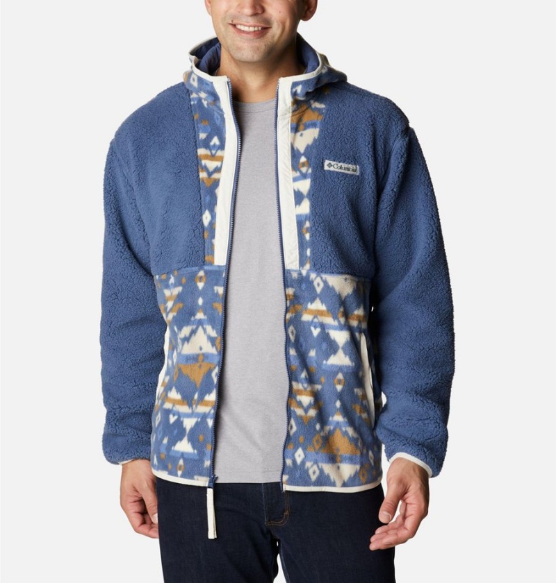 Blue Men's Columbia Back Bowl Sherpa Full Zip Hoodie Fleece Jacket | YEGPJ-6541