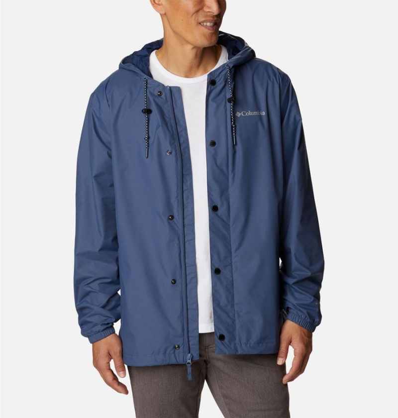 Blue Men's Columbia Cedar Cliff Rain Jacket | HCSKP-0389