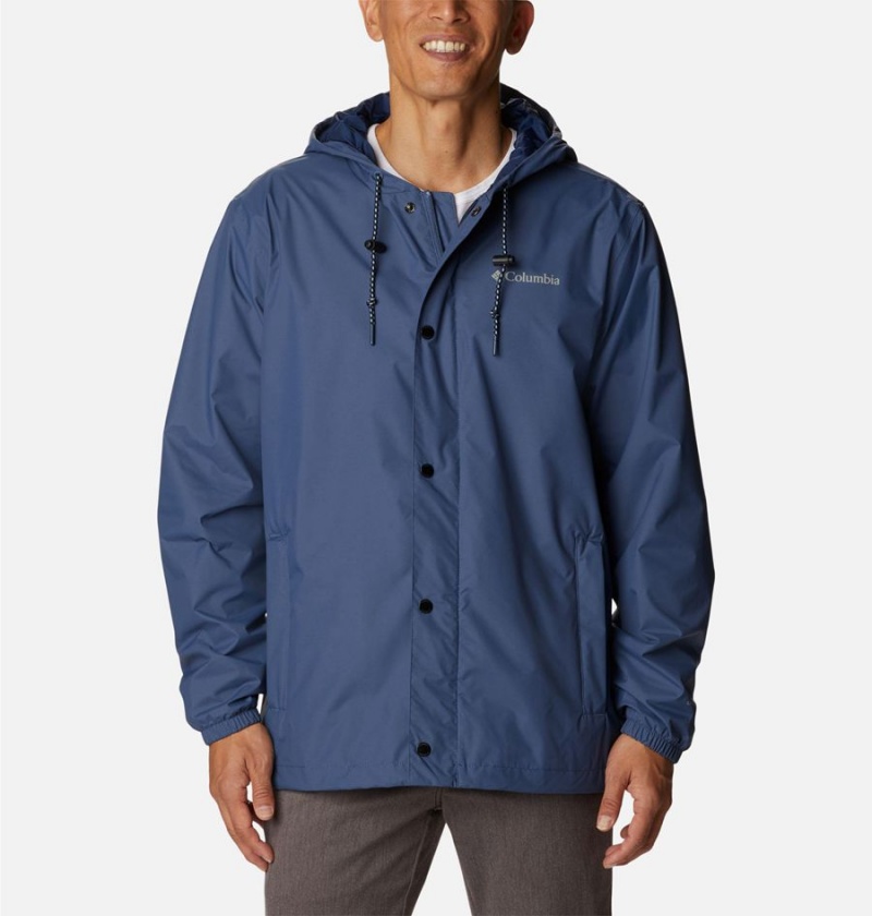 Blue Men\'s Columbia Cedar Cliff Rain Jacket | HCSKP-0389