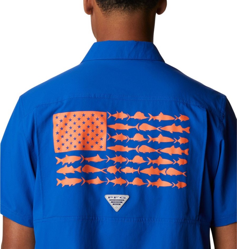 Blue Men's Columbia Collegiate PFG Slack Tide Camp - Florida Shirt | HJYAS-2146