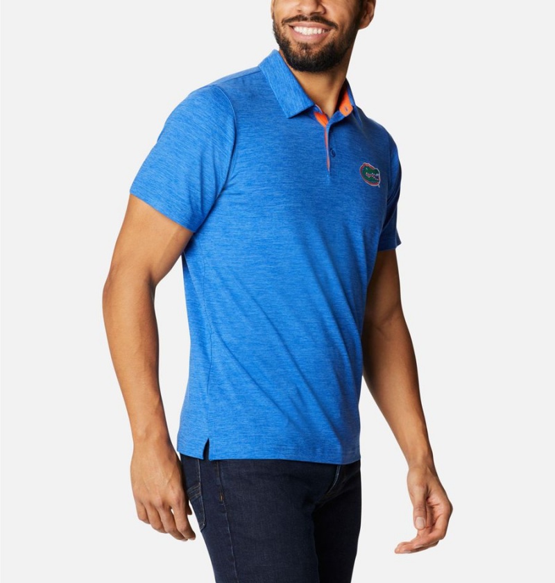 Blue Men's Columbia Collegiate Tech Trail - Florida Polo Shirt | KBZLP-7915