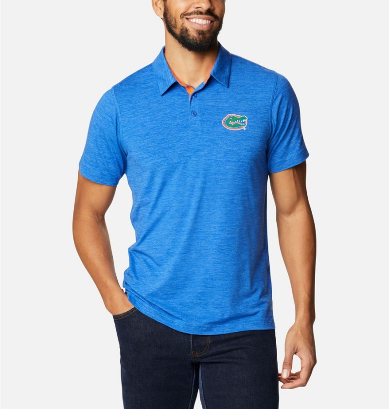 Blue Men\'s Columbia Collegiate Tech Trail - Florida Polo Shirt | KBZLP-7915