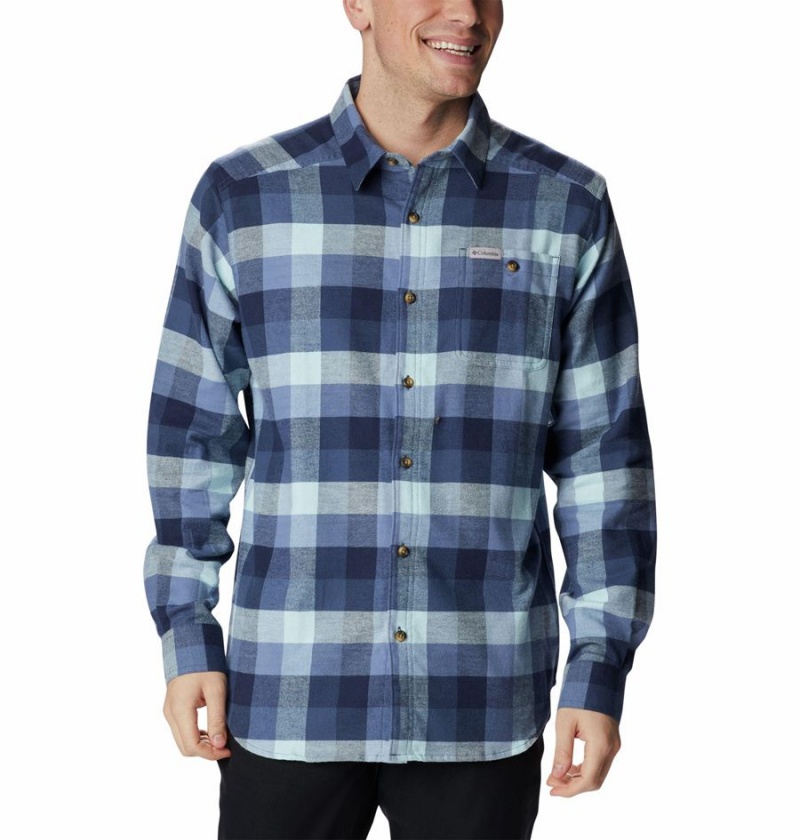 Blue Men\'s Columbia Cornell Woods Flannel Long Sleeve Shirt | OGHUA-0628