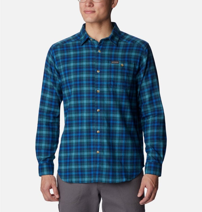 Blue Men\'s Columbia Cornell Woods Flannel Long Sleeve Shirt | AKDWQ-9870