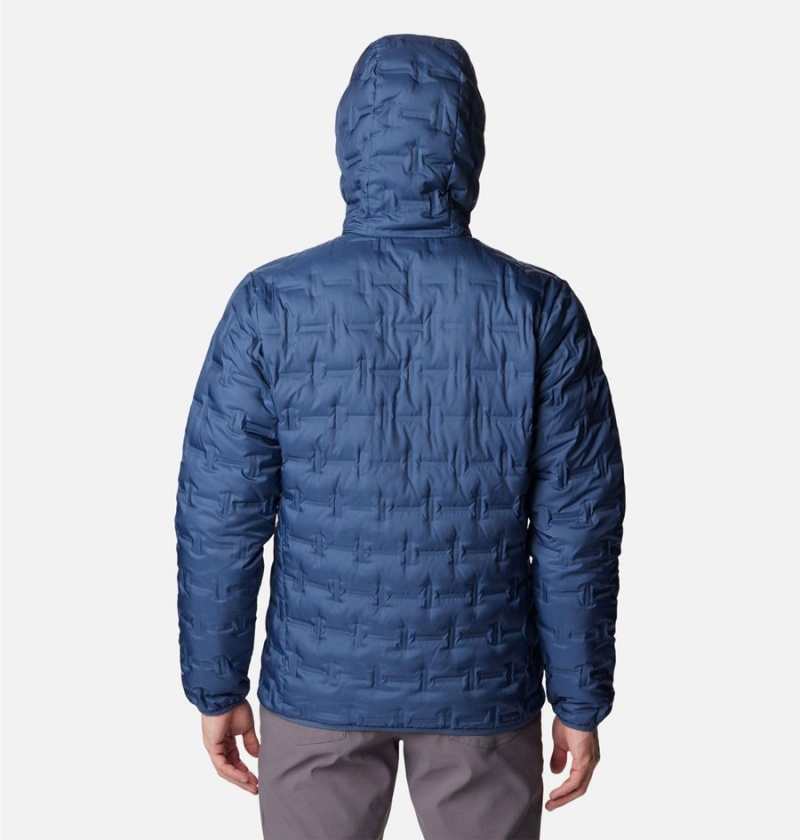 Blue Men's Columbia Delta Ridge Hooded Insulated Puffer Jacket | PAMWU-8491