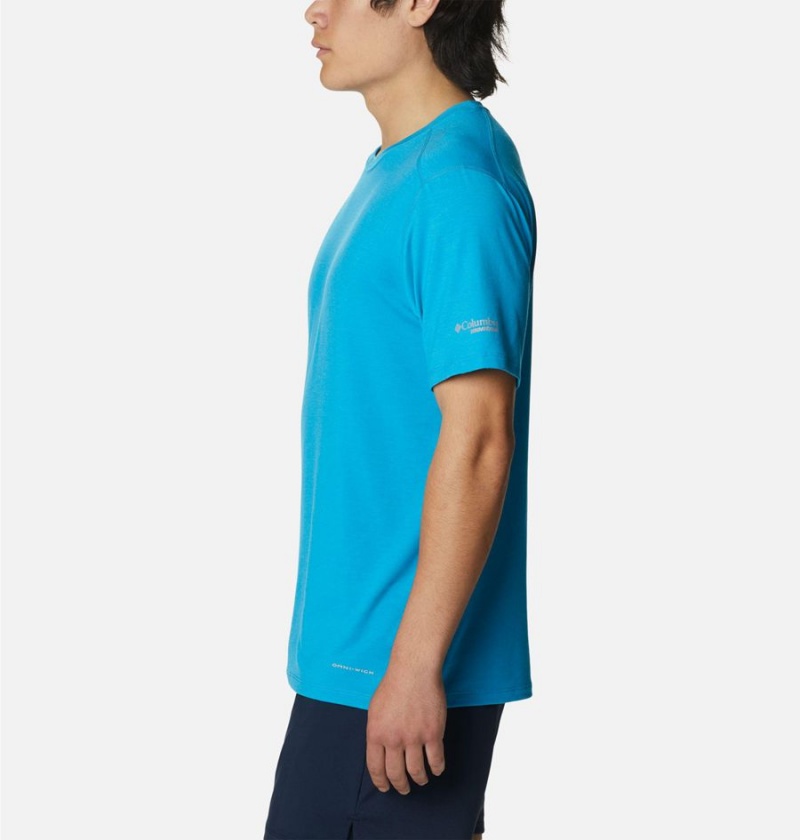 Blue Men's Columbia Endless Trail Running Tech T-Shirt | WQKVD-3758