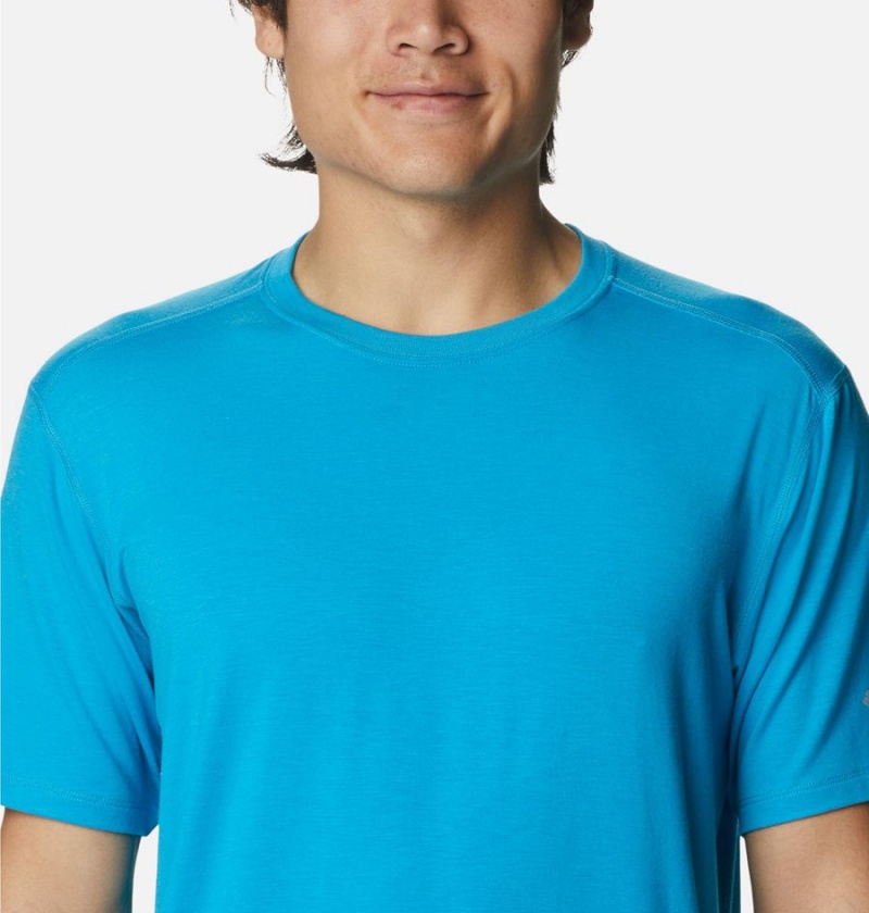 Blue Men's Columbia Endless Trail Running Tech T-Shirt | WQKVD-3758