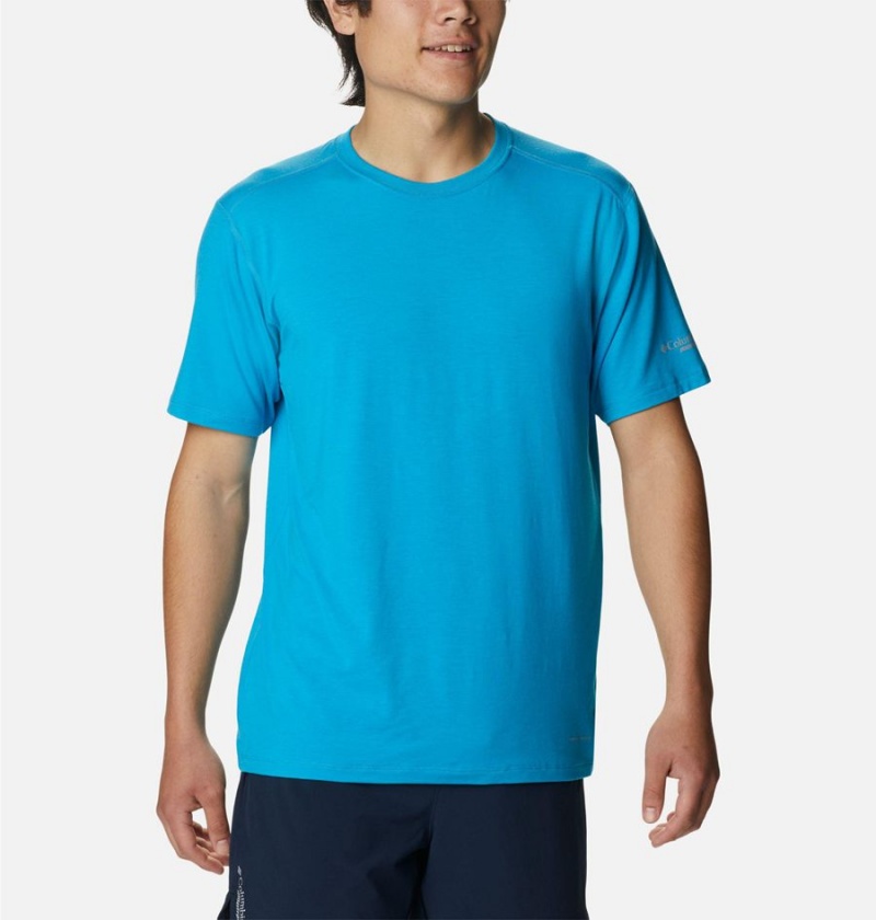 Blue Men\'s Columbia Endless Trail Running Tech T-Shirt | WQKVD-3758