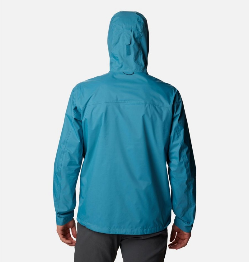 Blue Men's Columbia EvaPOURation Rain Jacket | HZJTG-5698